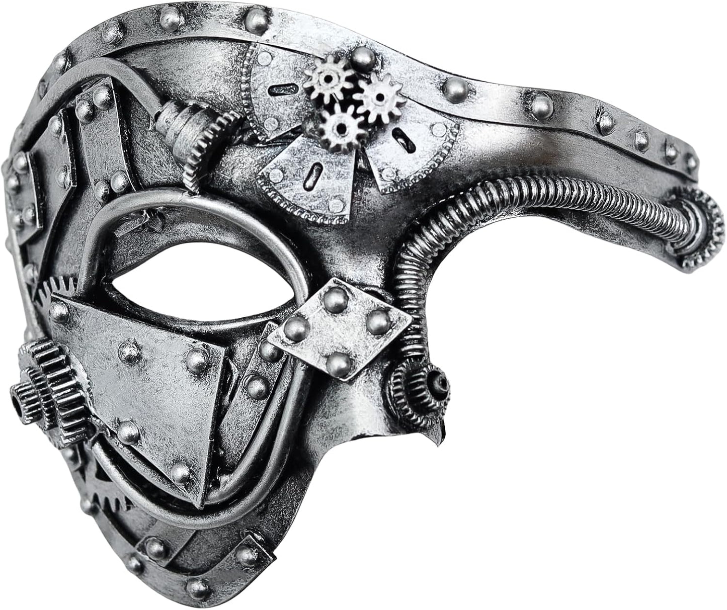 Steampunk Cyborg Mask for Halloween: Handcrafted Plastic with Metallic Finis - DIY Repair Strip & Adjustable Fit