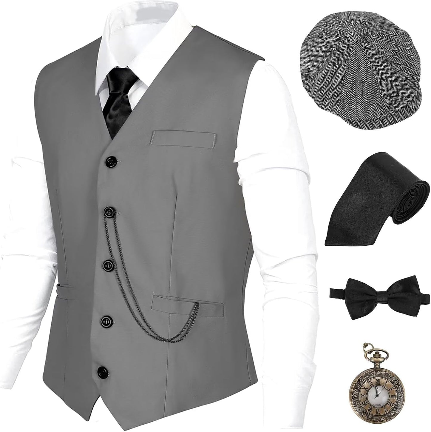 1920S Mens Costume,Roaring 20S Costumes for Men Accessories Set,Gatsby Gangster Costume 1920S Mens Outfits