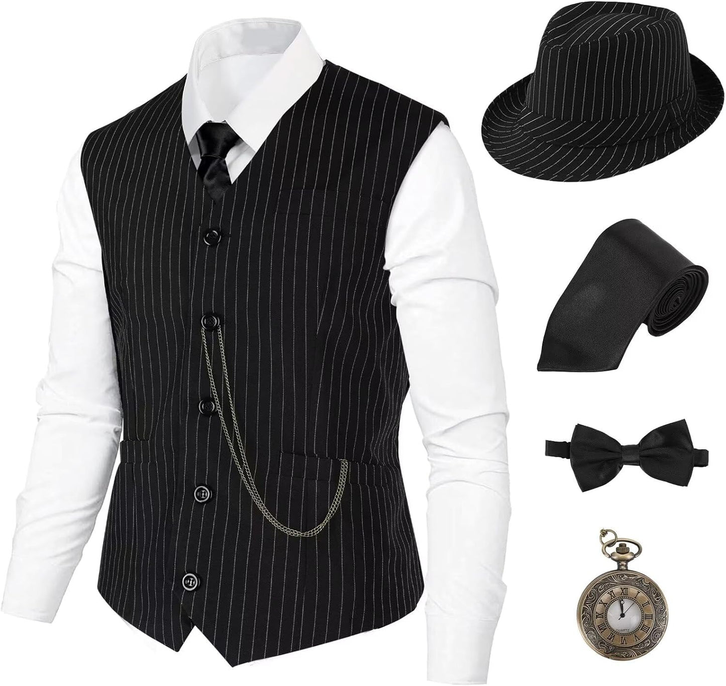 1920S Mens Costume,Roaring 20S Costumes for Men Accessories Set,Gatsby Gangster Costume 1920S Mens Outfits