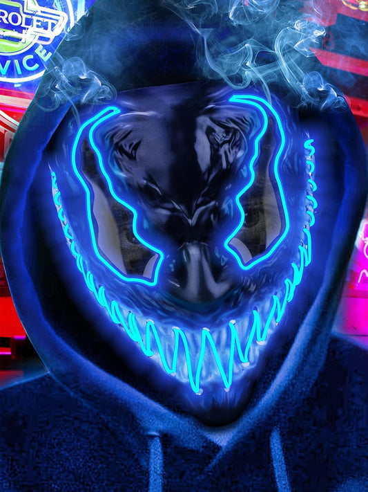 Halloween LED Light up Mask, Glowing Scary Halloween Costume Mask for Festival Cosplay Party