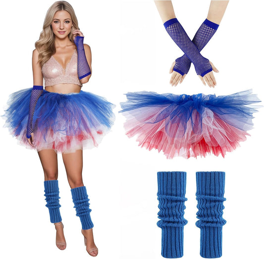 Tutu for Women Adults 6 Layered and Leg Warmers and Fingerless Gloves Festival Accessories for Ballet Dance Running