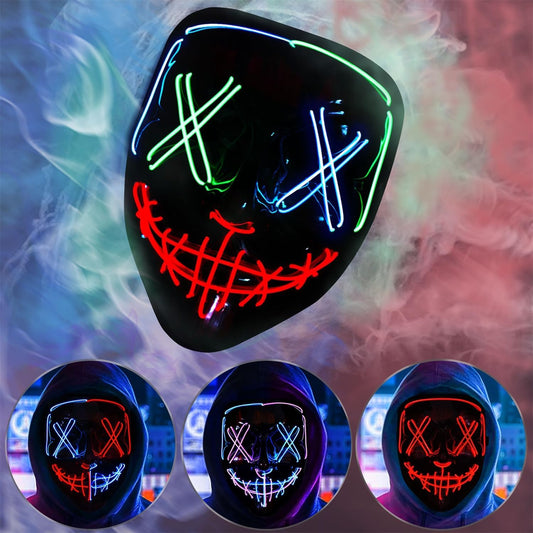 Halloween Purge Light up Scary Mask - LED EL Wire Mask for Festival Party Gifts