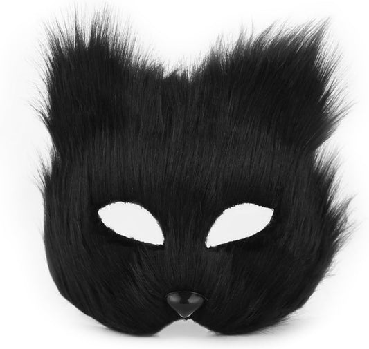 Halloween Scary Mask Masquerade Mask Faux Fur Fox Cat Bear Animal Furry Plush Mask Fluffy for Halloween Costume Party