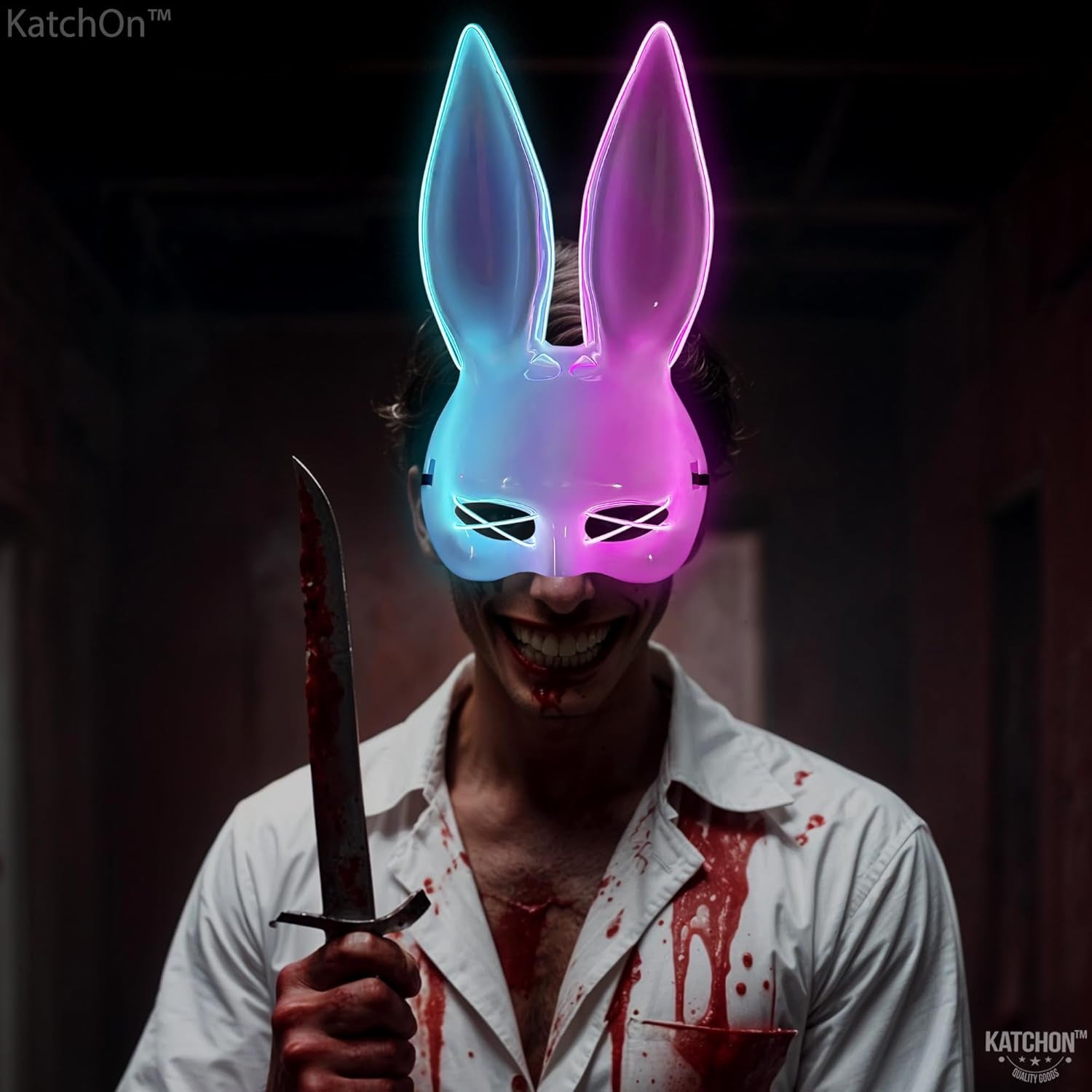 , Halloween Mask LED Light up Bunny Mask - Purge | Realistic Movie Cosplay, Halloween Cosplay Party