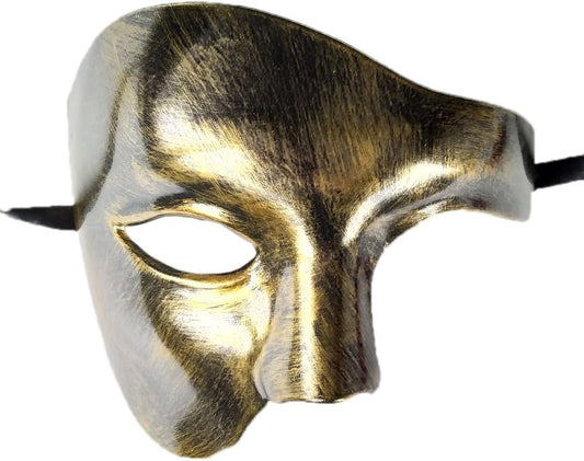Masquerade Mask gold Vintage Phantom of the Opera One Eyed Half Face Costume halloween horror 