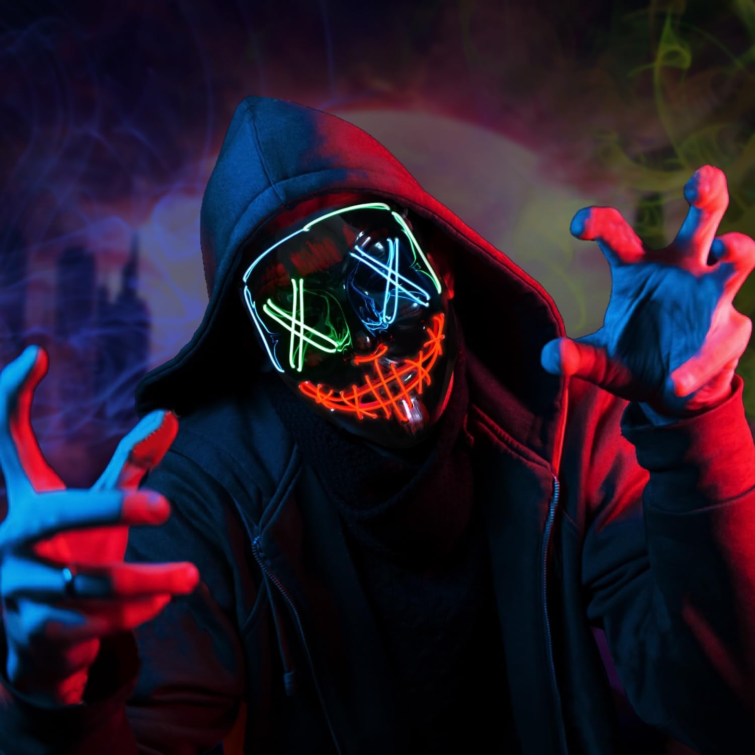 Halloween Purge Light up Scary Mask - LED EL Wire Mask for Festival Party Gifts