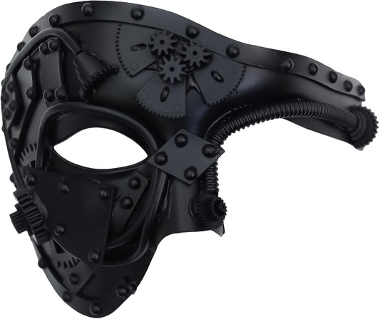 Steampunk Cyborg Mask for Halloween: Handcrafted Plastic with Metallic Finis - DIY Repair Strip & Adjustable Fit