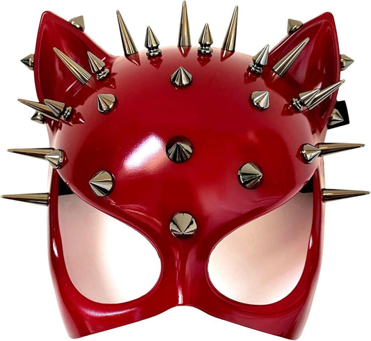 Red Black Cat Woman Dress up Cosplay Party Masquerade Mask Spiky Halloween
